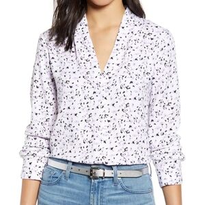 Halogen V-Neck Blouse In Purple Floral
